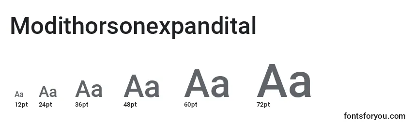 Размеры шрифта Modithorsonexpandital
