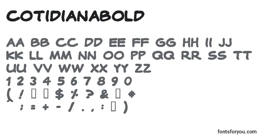 A fonte Cotidianabold – alfabeto, números, caracteres especiais
