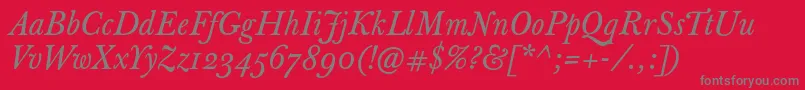 JbaskervilletextItalic Font – Gray Fonts on Red Background