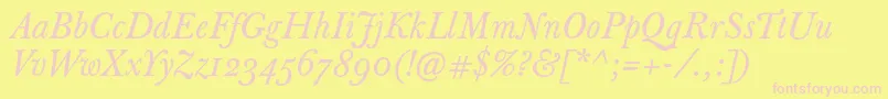 JbaskervilletextItalic Font – Pink Fonts on Yellow Background
