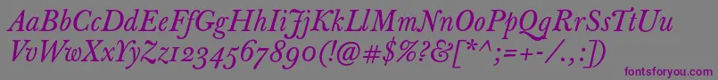 JbaskervilletextItalic Font – Purple Fonts on Gray Background