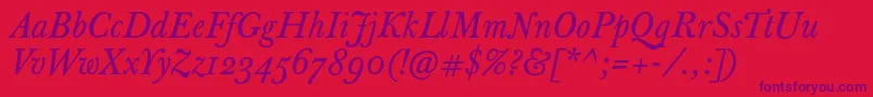 JbaskervilletextItalic Font – Purple Fonts on Red Background