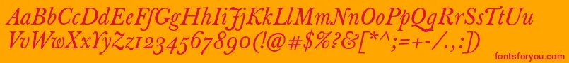 JbaskervilletextItalic Font – Red Fonts on Orange Background