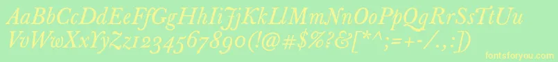 JbaskervilletextItalic Font – Yellow Fonts on Green Background
