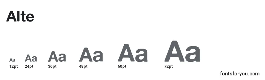 sizes of alte font, alte sizes