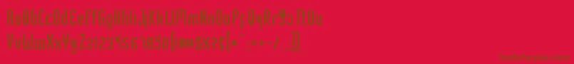 Fonte CriminalUpright – fontes marrons em um fundo vermelho