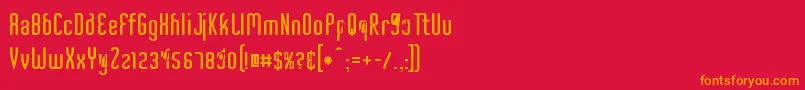 CriminalUpright-Schriftart – Orangefarbene Schriften auf rotem Hintergrund