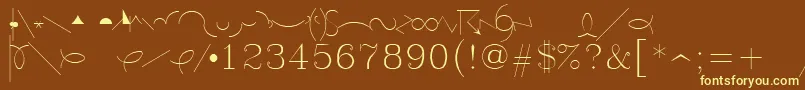 Symeteo-fontti – keltaiset fontit ruskealla taustalla