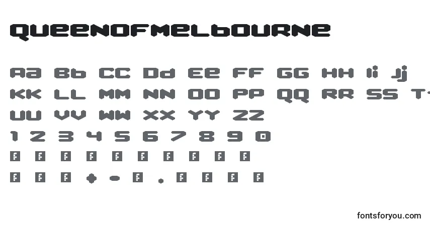 A fonte QueenOfMelbourne – alfabeto, números, caracteres especiais