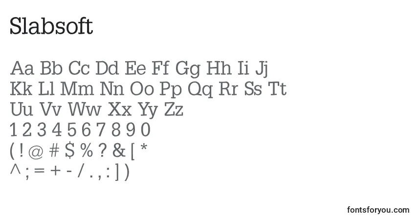 Czcionka Slabsoft – alfabet, cyfry, specjalne znaki