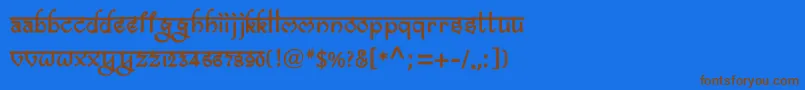 フォントBitlingravishBold – 茶色の文字が青い背景にあります。