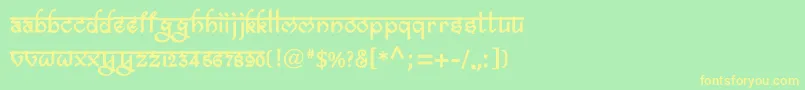 BitlingravishBold-fontti – keltaiset fontit vihreällä taustalla
