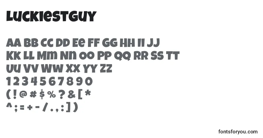 Luckiestguy-fontti – aakkoset, numerot, erikoismerkit