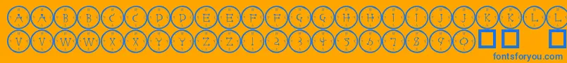 Fonte 101clockface – fontes azuis em um fundo laranja