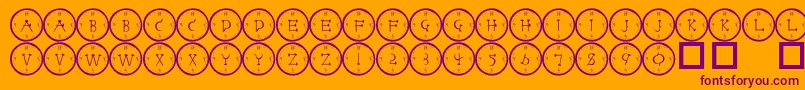 101clockface-fontti – violetit fontit oranssilla taustalla