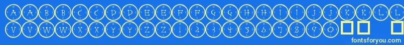 Fonte 101clockface – fontes amarelas em um fundo azul