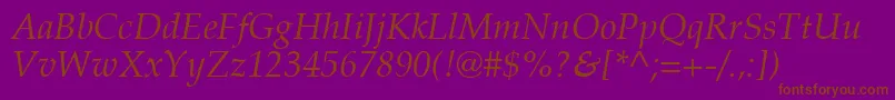 PalatinoРљСѓСЂСЃРёРІ-Schriftart – Braune Schriften auf violettem Hintergrund