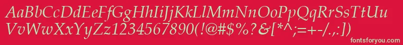 PalatinoРљСѓСЂСЃРёРІ Font – Green Fonts on Red Background