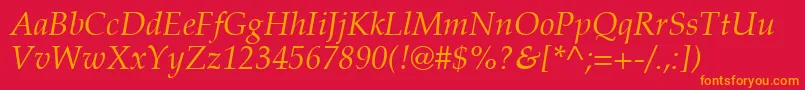 PalatinoРљСѓСЂСЃРёРІ Font – Orange Fonts on Red Background