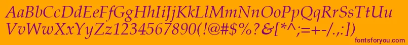 PalatinoРљСѓСЂСЃРёРІ-Schriftart – Violette Schriften auf orangefarbenem Hintergrund