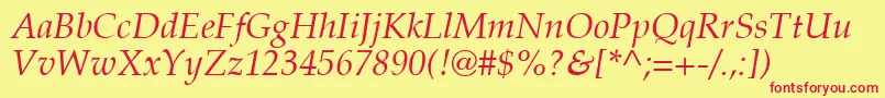 PalatinoРљСѓСЂСЃРёРІ Font – Red Fonts on Yellow Background