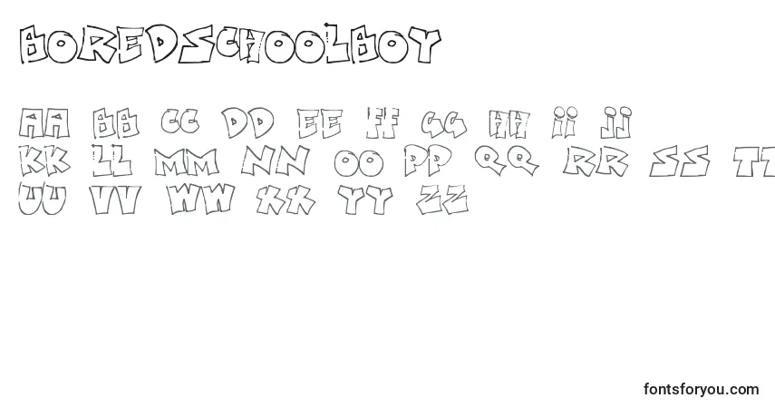 Schriftart BoredSchoolboy – Alphabet, Zahlen, spezielle Symbole
