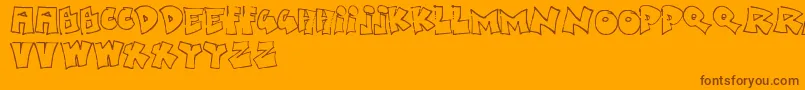 BoredSchoolboy-Schriftart – Braune Schriften auf orangefarbenem Hintergrund