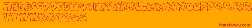 BoredSchoolboy-Schriftart – Rote Schriften auf orangefarbenem Hintergrund