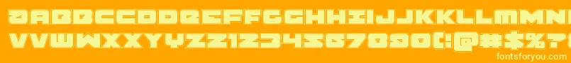 Banjinacad-Schriftart – Gelbe Schriften auf orangefarbenem Hintergrund