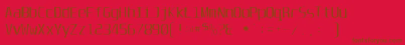 Unispacegaunt-Schriftart – Braune Schriften auf rotem Hintergrund