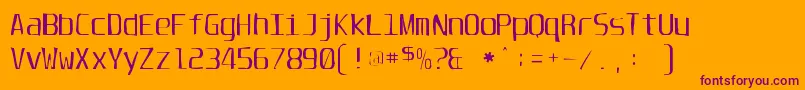 Fonte Unispacegaunt – fontes roxas em um fundo laranja