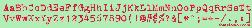 フォントStOldTypewriter – 赤い文字の緑の背景