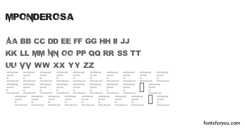 Schriftart Mponderosa – Alphabet, Zahlen, spezielle Symbole