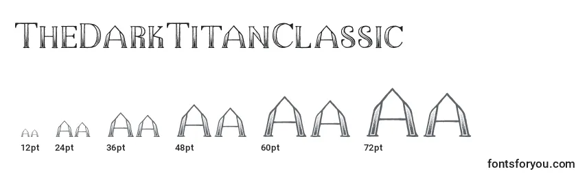 Größen der Schriftart TheDarkTitanClassic (33921)