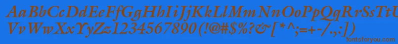 フォントGalliardstdBolditalic – 茶色の文字が青い背景にあります。