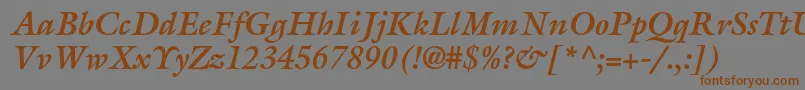 フォントGalliardstdBolditalic – 茶色の文字が灰色の背景にあります。