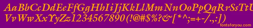 GalliardstdBolditalic Font – Orange Fonts on Purple Background