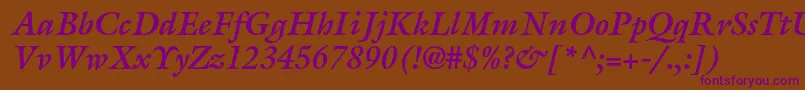 GalliardstdBolditalic Font – Purple Fonts on Brown Background