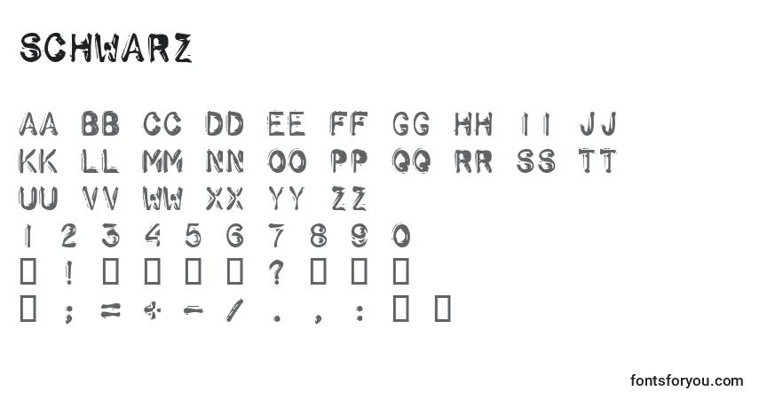 Schriftart Schwarz – Alphabet, Zahlen, spezielle Symbole