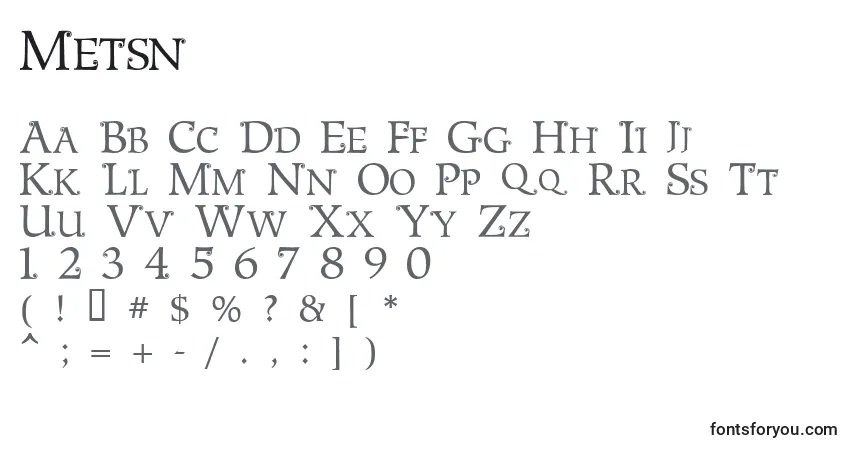 Schriftart Metsn – Alphabet, Zahlen, spezielle Symbole