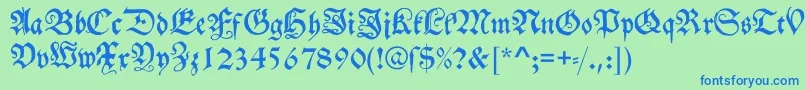 Schwabacher Font – Blue Fonts on Green Background