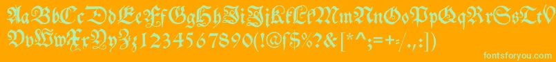 Schwabacher Font – Green Fonts on Orange Background