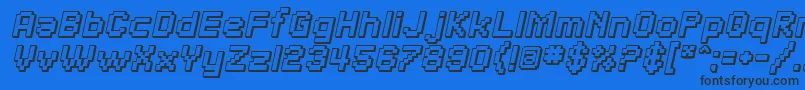 Fonte SfPixelateShadedBoldOblique – fontes pretas em um fundo azul