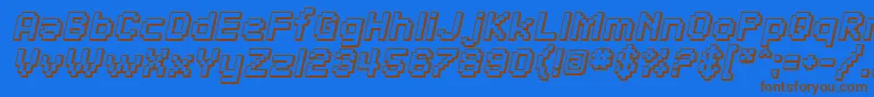 フォントSfPixelateShadedBoldOblique – 茶色の文字が青い背景にあります。