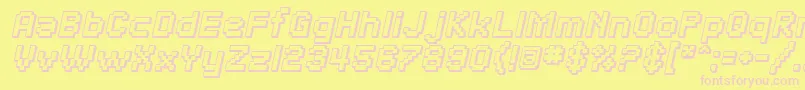 SfPixelateShadedBoldOblique-Schriftart – Rosa Schriften auf gelbem Hintergrund