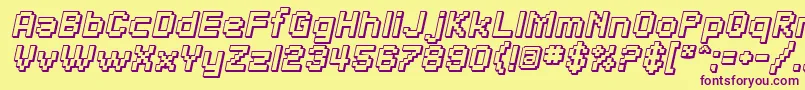 SfPixelateShadedBoldOblique Font – Purple Fonts on Yellow Background