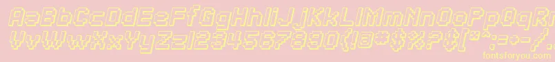 SfPixelateShadedBoldOblique-Schriftart – Gelbe Schriften auf rosa Hintergrund