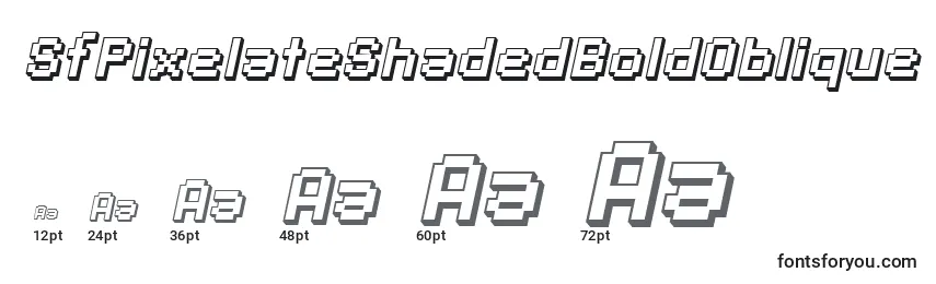 Размеры шрифта SfPixelateShadedBoldOblique