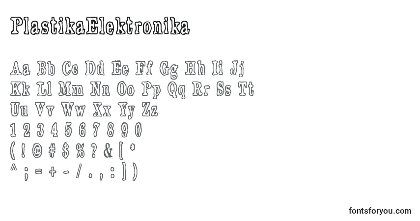 A fonte PlastikaElektronika – alfabeto, números, caracteres especiais