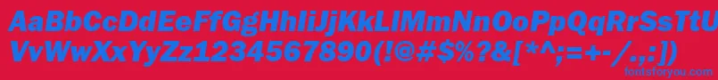 FranklingothheavybttItalic-fontti – siniset fontit punaisella taustalla